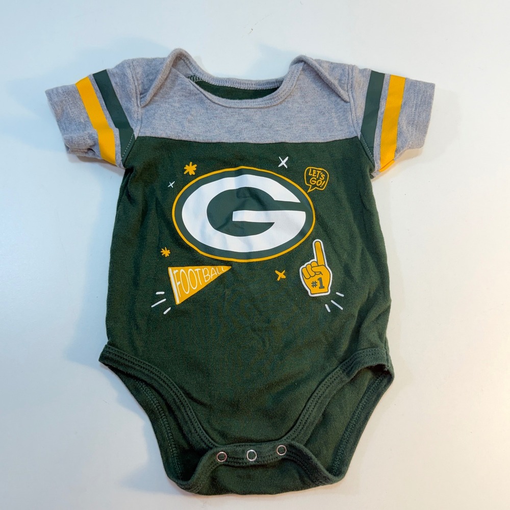 Green Green Bay Packers NFL Bodysuit Baby Infant 3/6M Football Short Sleeve